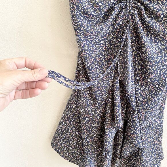 Lottie Moss Women’s Babydoll Mini Rauched Dress Sleeveless Blue Floral Size‎ M - Picture 10 of 15